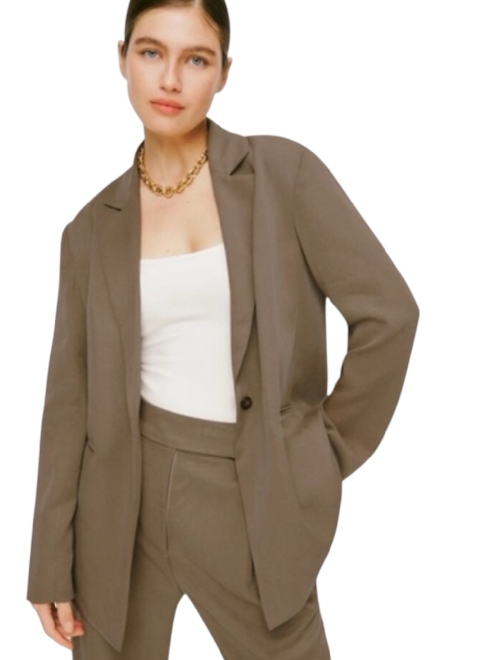 Reformation Major Blazer Relaxed Oversized Khaki Jacket Ladies size S